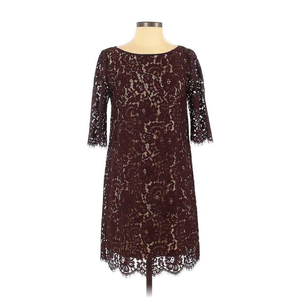 Robert Rodriguez Dress Womens Sz 4 Purple Plum Lace Sheath Lined Cocktail Party